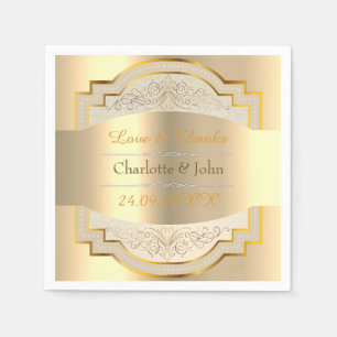 Royal Vintage Chic Golden Faux Wedding Servet
