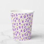 Royal Violet Alphabet Sparkle Papieren Bekers (Achterkant)