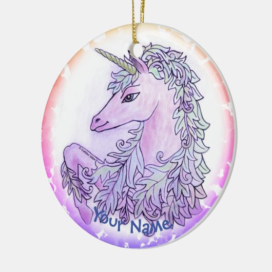 Royal Violet Unicorn Keramisch Ornament (Links)
