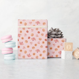 Royal Watercolor Thee Feest Patroon Roze  Cadeaupapier