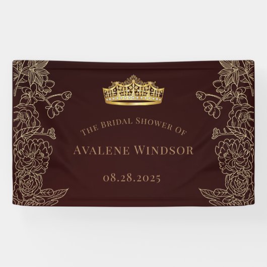 Royal Wedding Bourgogne Gold Vrijgezellenfeest Spandoek (Horizontaal)