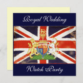 Royal Wedding Coat of Arms Watch Party Invite Kaart (Voorkant / Achterkant)