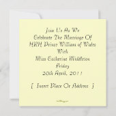 Royal Wedding Coat of Arms Watch Party Invite Kaart (Achterkant)