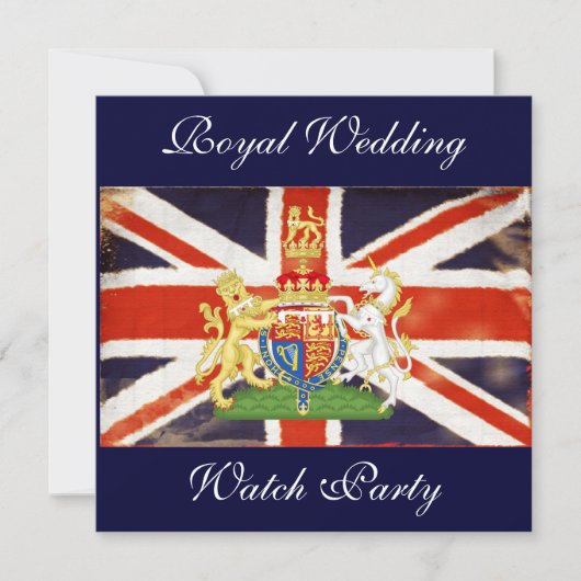 Royal Wedding Coat of Arms Watch Party Invite Kaart (Voorkant)