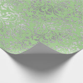 Royal Wedding Damask Mint Groen Zilver VIP Cadeaupapier (Hoek)