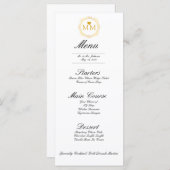 Royal Wedding Gold Heart Monogram | Menu Dinner (Voorkant / Achterkant)