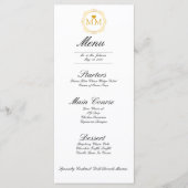 Royal Wedding Gold Heart Monogram | Menu Dinner (Voorkant)