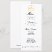 Royal Wedding Gouden Hart Monogram | Diner Menu (Voorkant / Achterkant)