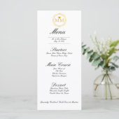 Royal Wedding Gouden Hart Monogram | Diner Menu (Staand voorkant)