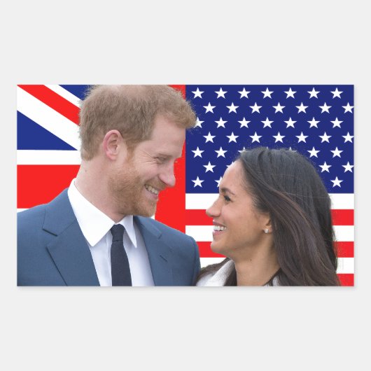 Royal Wedding Harry en Meghan Rechthoekige Sticker (Voorkant)