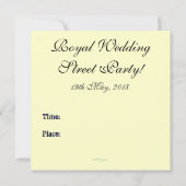 Royal Wedding Harry & Meghan Street Party Uitnodig Kaart (Achterkant)