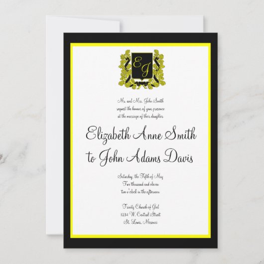 Royal Wedding Invitation Black en Gold Kaart (Voorkant)