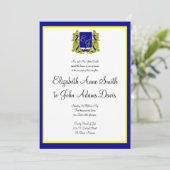 Royal Wedding Invitation Blue en Gold Kaart (Staand voorkant)