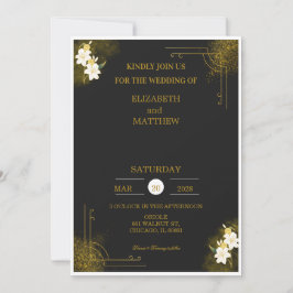 Royal wedding invitation in black and gold kaart