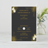 Royal wedding invitation in black and gold kaart (Staand voorkant)