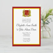 Royal Wedding Invitation Red en Gold Kaart (Staand voorkant)