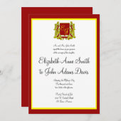 Royal Wedding Invitation Red en Gold Kaart (Voorkant / Achterkant)