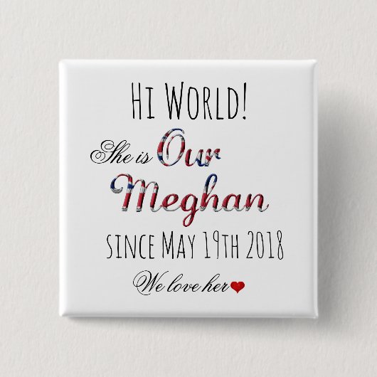 Royal Wedding Meghan Markle Prince Harry 19 mei Vierkante Button 5,1 Cm (Voorkant)