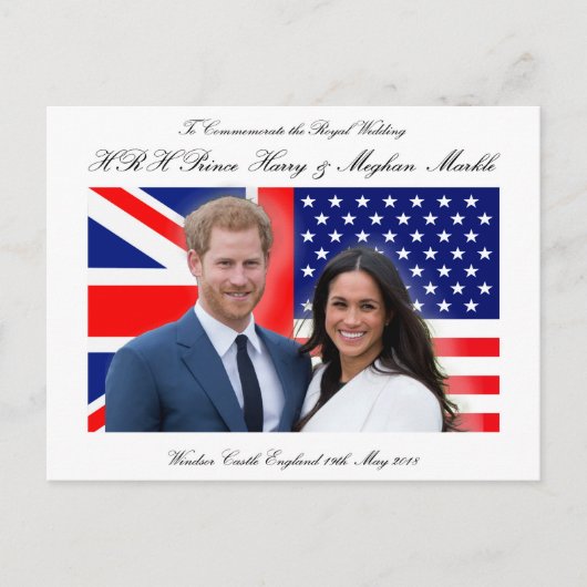 Royal Wedding Prince Harry en Meghan Markle Briefkaart (Voorkant)