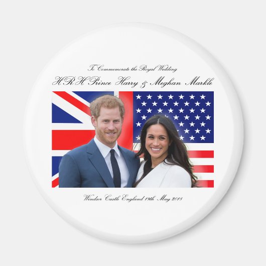 Royal Wedding Prince Harry en Meghan Markle Magneet (Voorkant)