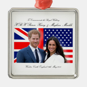 Royal Wedding Prince Harry en Meghan Markle Metalen Ornament