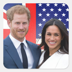 Royal Wedding Prince Harry en Meghan Markle Vierkante Sticker