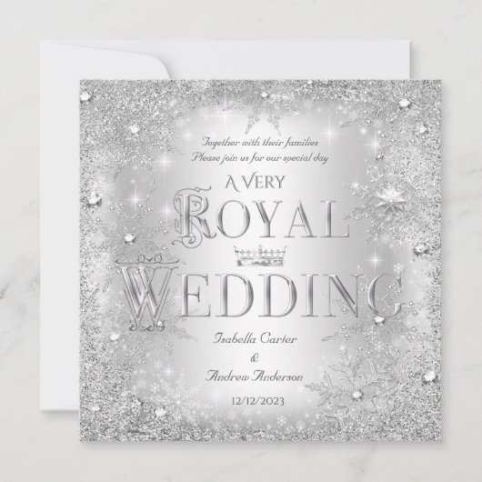 Royal Wedding Silver Winter Wonderland Crown Kaart (Voorkant)