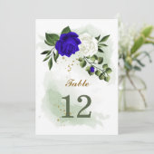 royal white floral greenery table number kaart (Staand voorkant)
