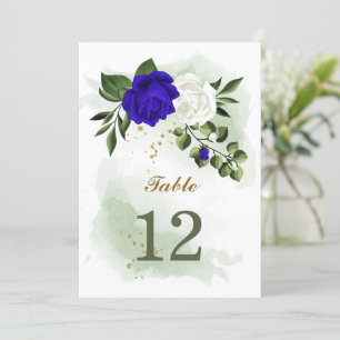 royal white floral greenery table number kaart