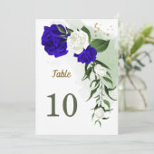 royal white floral greenery table number kaart (Staand voorkant)