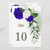 royal white floral greenery table number kaart (Voorkant / Achterkant)