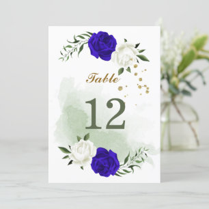 royal white floral greenery table number kaart