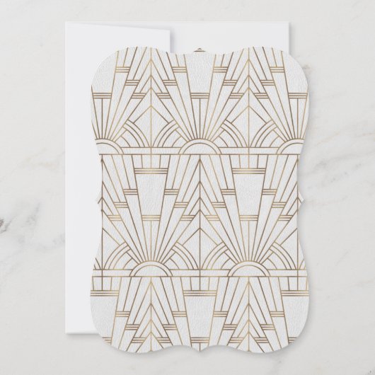 Royal White Gold Great Gatsby Bachelorette Party Kaart (Achterkant)