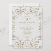 Royal White Gold Great Gatsby Birthday Party Kaart (Voorkant)