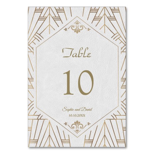 Royal White Gold Great Gatsby Wedding Kaart (Voorkant)