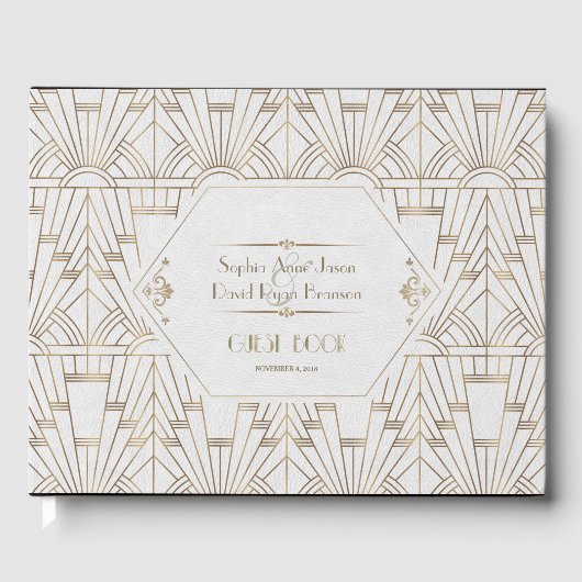Royal White Gold Great Gatsby Wedding Planner Gastenboek (Voorkant)