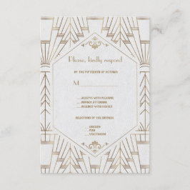 Royal White Gold Great Gatsby Wedding RSVP