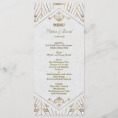 Royal White Gold Grote Gatsby Bruiloft Menu (Achterkant)