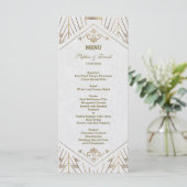 Royal White Gold Grote Gatsby Bruiloft Menu (Staand voorkant)