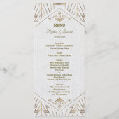 Royal White Gold Grote Gatsby Bruiloft Menu (Voorkant)