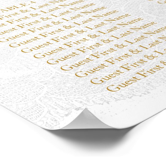 Royal White Gold Lace Seating Chart Poste Poster (Hoek)