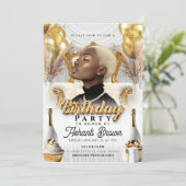 Royal White & Gold verjaardagsfeest flyer Kaart (Staand voorkant)