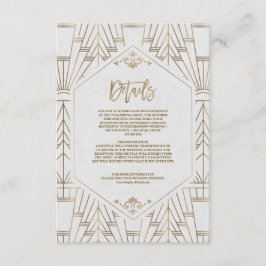 Royal White Goud Great Gatsby Bruiloft Informatiekaartje