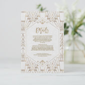 Royal White Goud Great Gatsby Bruiloft Informatiekaartje (Staand voorkant)