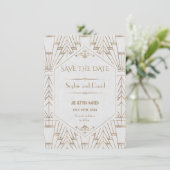 Royal White Goud Great Gatsby Save The Date Kaart (Staand voorkant)