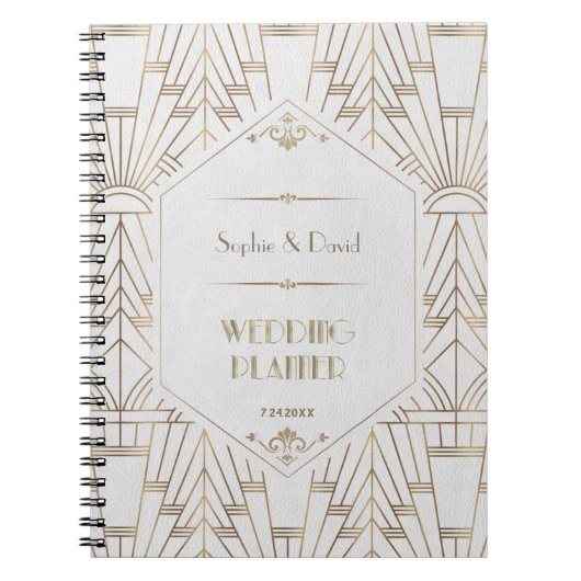 Royal White Goud Great Gatsby Trouw Planner Notitieboek (Voorkant)