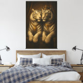 Royal White Tiger Couple • Fine Art Canvas (Insitu (Slaapkamer))