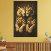 Royal White Tiger Couple • Fine Art Canvas (Insitu (Woonkamer))