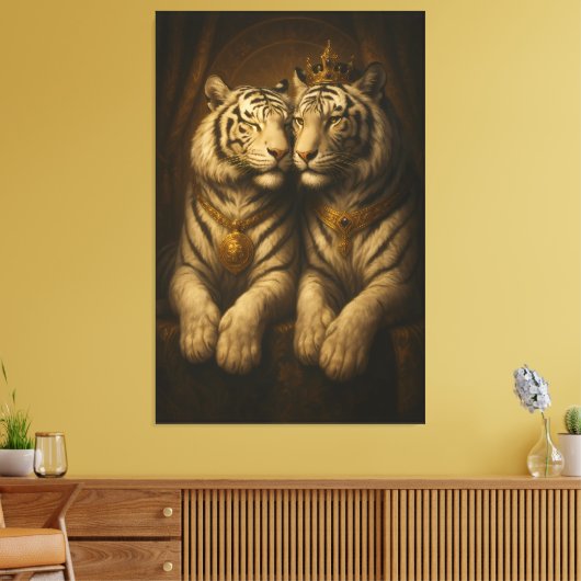 Royal White Tiger Couple • Fine Art Canvas (Insitu (Woonkamer))