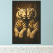 Royal White Tiger Couple • Fine Art Canvas Afdruk (Insitu (Houten vloer))
